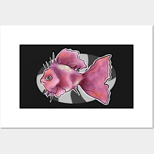 Pink Orange  glowing fish Posters and Art